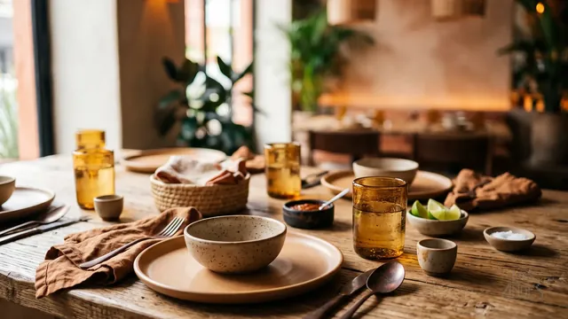 Mesa servida en el comedor de Los Andes